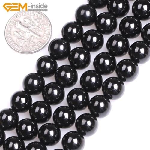 Gem-inside 4mm 8mm AA Natural Round Smooth Grade Gemstone Black Spinel Beads for Jewelry Making Beads 15'' DIY Beads Jewellery