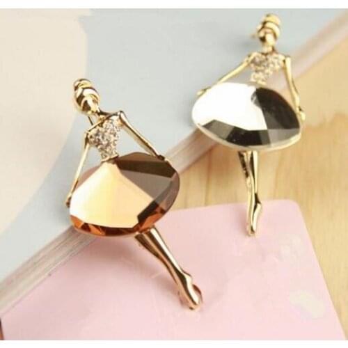 Bx020 Fashion Glamor Crystal alloy Cute Princess Ballerina Brooch Womens Clothes shirt accessories 1pcs
