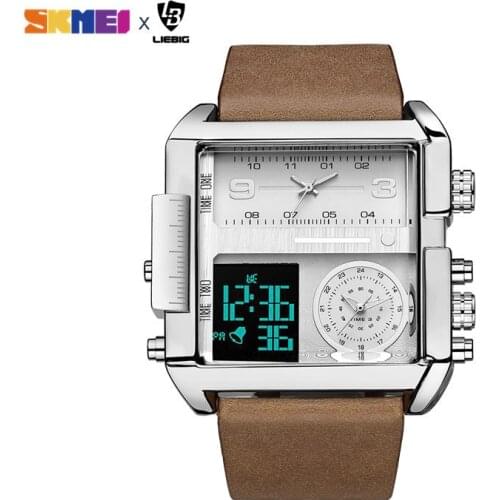 New Japan Quartz Digital Dual movement 3 Time Men Sport Watches Chronograph Male Waterproof Wristwatch Clock Relogio Masculino