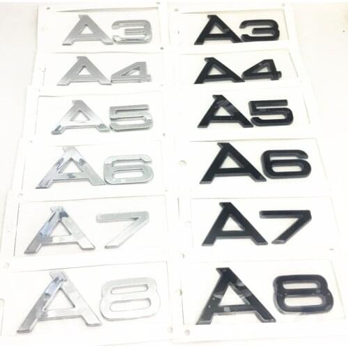 Black Silver Chrome ABS A3 A4 A5 A6 A7 A8 Q3 Q5 Q7 TT Car Boot Side Rear Trunk Sticker Styling Badge Emblem Labeling Logo Decals