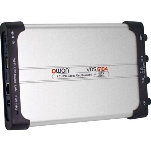 OWON 4 Channels Digital Virtual Oscilloscopes 8bits 70MHz 100MHz 1Gsa/s USB Type-C 5-15V 10M Record VDS6074 VDS6104 Oscilloscope