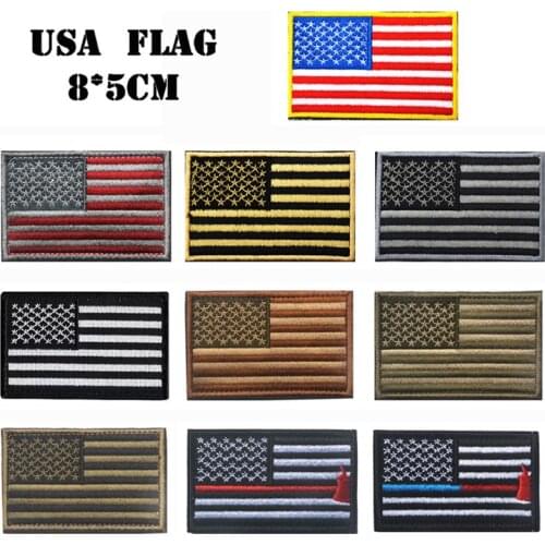 USA Flag Embroidered Hook Loop Patches Army Military Armband Emblem DIY Patches for Clothing Tactical Badge Parche Militar
