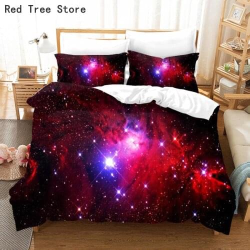 Universe Outer Space Themed Bed Linen 3D Galaxy Star Printed Duvet Cover Set Single Double Twin Queen 2/3pcs Child Bedding Sets