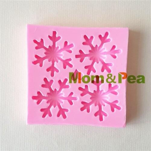 Mom&Pea 1329 Free Shipping Snowflake Silicone Mold Cake Decoration Fondant Cake 3D Mold Food Grade