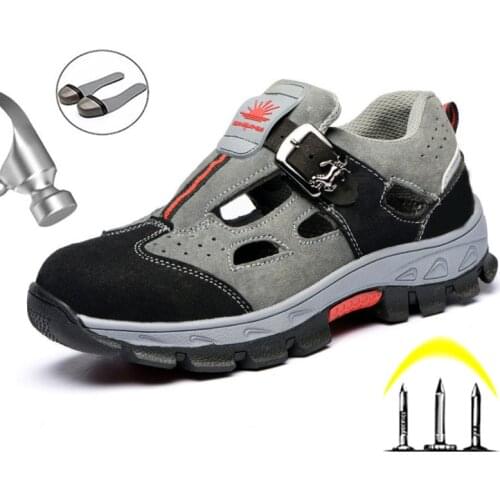 Male Shoes Adult Safety Work Boots Anti-puncture Indestructible Shoes Safety Boots Breathable Light Men Shoes Work Men Sandals