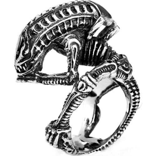 Stainless steel Alien men ring TV and movie series ring jewelry biker men jewelry