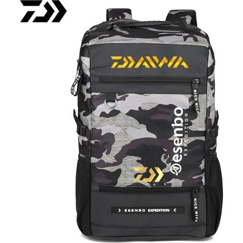 2021 New Daiwa Mens Outdoor Sports Fishing Camouflage Backpack Hiking Mountaineering Cycling Large Capacity Fishing Backpack