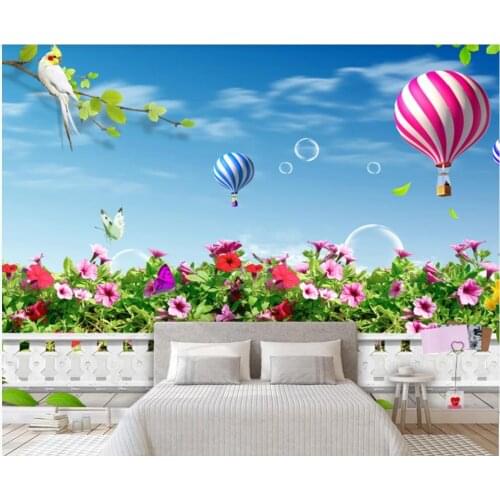 Custom mural wallpaper 3 d Beautiful fantasy grass hot air balloon scenery home decor photo Wallpaper in the living room