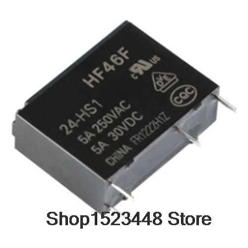 New 10PCS/lot HF46F HF46F-24-HS1 HF46F-5-HS1 HF46F-12-HS1 HF46F-24-H1 12V 5V 24V 5A 250VAC 4Pin