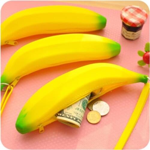 Silicone Small Banana Coin Purse Korean Cute three-dimensional Creative Student Simulation Fruit Stationery Pencil Case