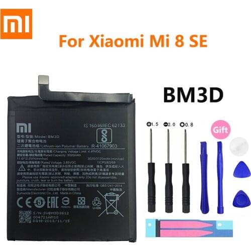 Xiao Mi Original BM3D Battery For Xiaomi 8 Xiaomi8 SE MI8 SE M8SE BM3D Genuine Replacement Phone Battery 3020mAh With Free Tools