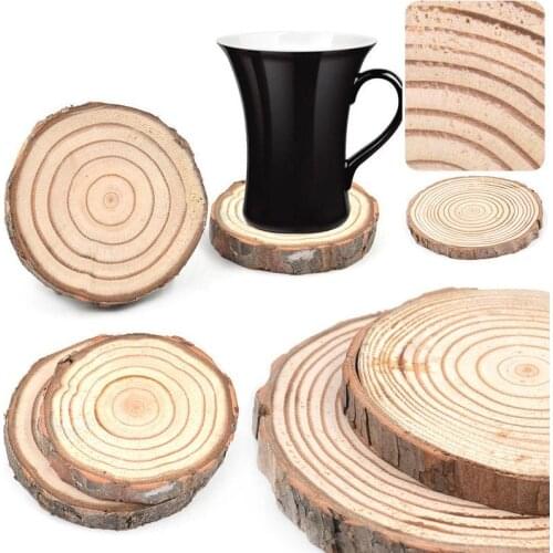 Natural Round Wood Slices Cup MatCoaster Tea Coffee Mug Drinks Round Holder for DIY Crafts Wedding Party Painting Decoration
