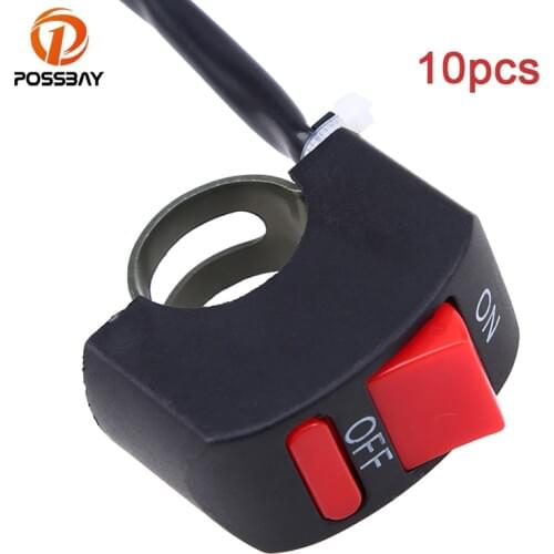 POSSBAY 10pcs 7/8" 22mm Handlebar Motorcycle OFF/ON Button Switch Motocross Dirt Bike Light Switch Universal fit for Headlights