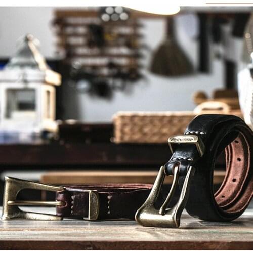 Top Handmade Mens Belt Retro Soft Belt Luxury Genuine Full Grain Vintage Distressed Leather Belt Strap Neutral Brown