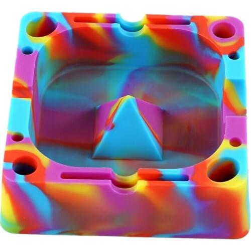 Premium Silicone Ashtray With comparment for Various Tools w/ Glass Friendly Tapping Center Unbreakable Shatter