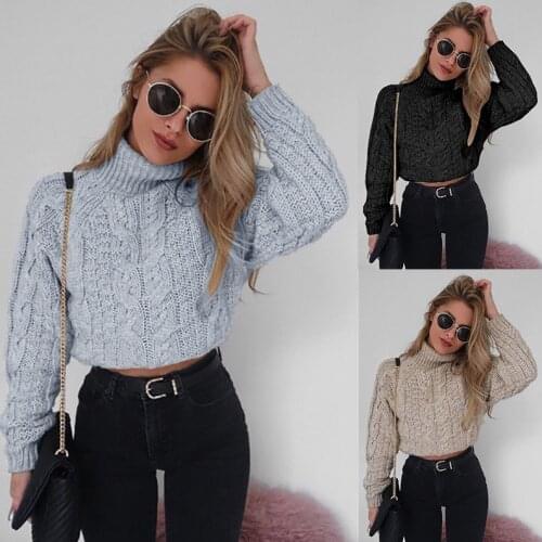 Twist Turtlenecks Sweaters For Women Fashion Slim Cropped Jumpers Knitwear Autumn Fashion Solid Pullover Female Basic