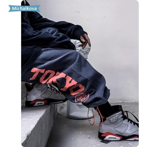 Unisex Black with reflections straight jogger pants Two ways to wear Harajuku Hiphop Japanese streetwe mens clothing michalkova