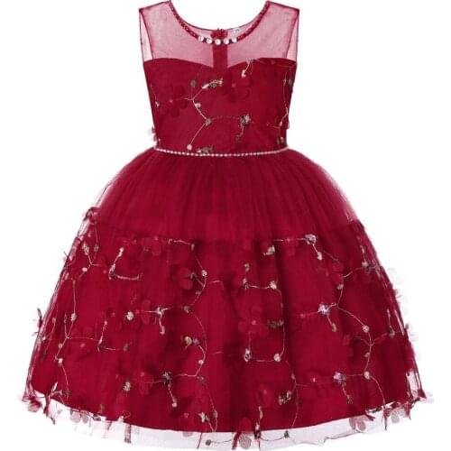 High Quality Girls Dress 2019 Fashion Princess Dress Dark Blue kids Party Birthday Wedding Mesh Dresses Children tutu Clothing