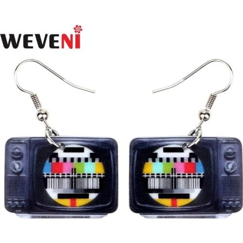 WEVENI Statement Acrylic Classical Television Earrings Drop Dangle Big Long Fashion Jewelry For Women Girls Gift Accessories
