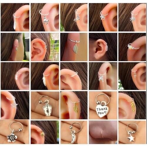 1pc Stainless Steel Ball Silver 6/8/10mm Hoop Earrings Circle Captive Bead Ring Ear Nose Nostril Septum Helix Cartilage Piercing