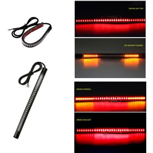 1PC Universal Motorcycle Bendable LED Strip 48SMD Tail Light Turn Signal Brake Indicator
