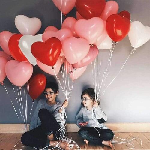 10Pcs Red Pink Balloons 10Inch Love Heart Latex Helium Balloon Wedding Valentines Day Birthday Marriage Party Inflatable Balloon
