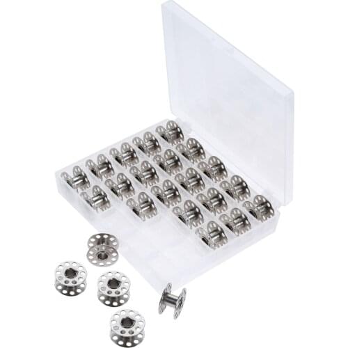 25Pc Sewing Machine Bobbins Spools Plastic Storage Box Empty Metal Bobbin For Sewing Machine Spools w/ Storage Case Sewing Tool