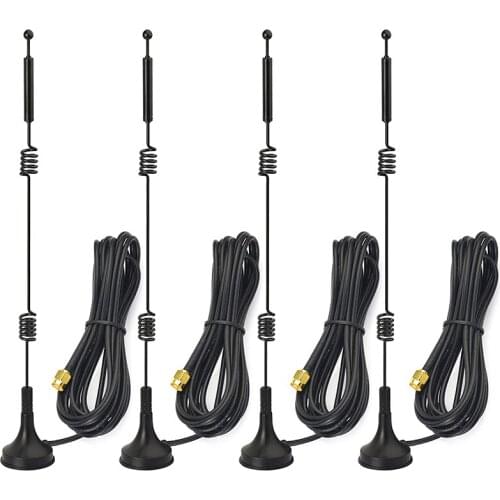 4Pcs Dual Band WiFi 2.4GHz 5GHz 5.8GHz 9DBi Magnetic Base MIMO RP-SMA Male Antenna 4-Pack for WiFi Router Signal Booster
