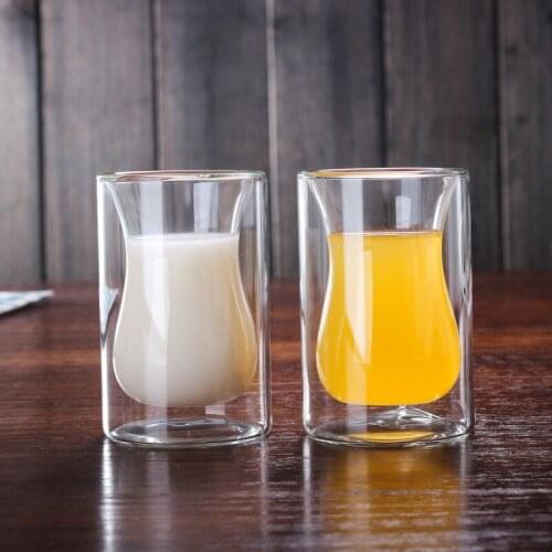 4PCS/Set Double Wall Insulated Glass Cup Household Coffee Milk Tea Mugs Drinking Glasses For Latte/Juice