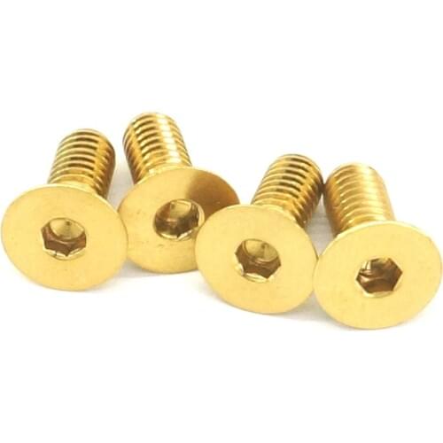 4 PCS M4x10mm Golden GR5 Titanium Countersunk Screw Allen Socket For Bicycle