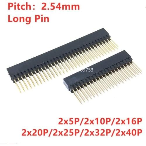 5PCS PC104 2.54mm 2x10P/16P/20P/25P/32P/40Pin Female Stacking Header Connector Dual Row 2x20P for Control Motherboard Interface