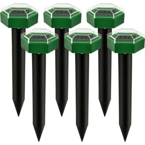 6 Pcs Solar Powered Mole Groundhog Repellent Stakes Sonic Gopher Chaser Vole Deterrent Instead of Traps for Lawns Yard