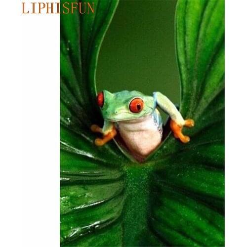 Diamond Painting Cross Stitch Full Square Round Picture of Rhinestone DIY Mosaic Embroidery Animal Frog New Year