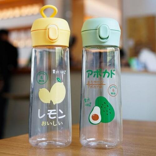 Cute light water bottle fruit pattern bullet cover plastic cup simple and fresh student couple outdoor portable cup