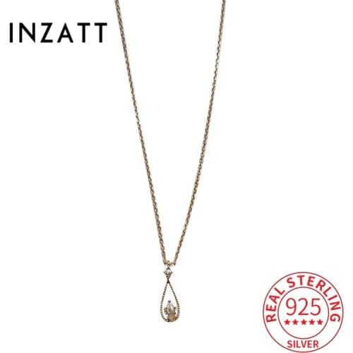 INZATT Real 925 Sterling Silver Zircon Waterdrop Choker 14K Gold Necklace For Women Fine Jewelry Punk Accessories Drop Shipping