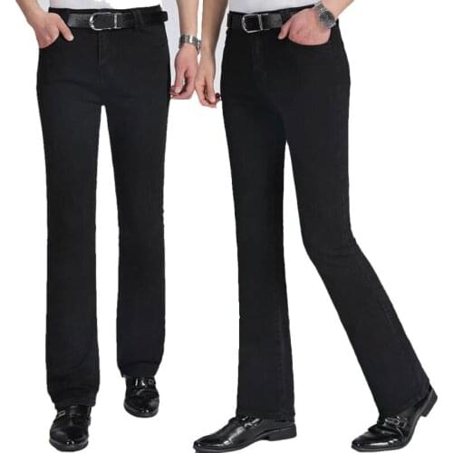 2020 Mens Korean version of Denim Micro bell pants Male Slim Stretch Small flare jeans Black jeans Classic design jeans