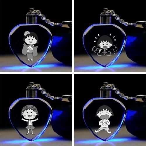 IVYYE 1PCS Chi-bi Maruko Anime Customized LED Keychain Key Chains Figure Keyring Crystal Keyholder Unisex Gift