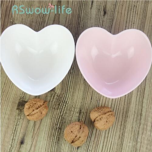 Heart-shaped Ceramic Bowl Pink Peach Heart Bowl White Snack Ceramic Dish Sauce Dishs For Home Kitchen Utensils Trinket Dish