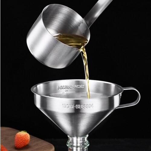 304 Stainless Steel Funnel Wine Grapes Wide Mouth Filter Tapered Funnel Detachable Strainer Kitchen Creative Tools Accessories