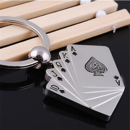 Fashion Novelty Poker Charms Keychain For Men Trinket Playing Cards Key Chain Ring Male Car Bag Keyring Jewelry Souvenirs Gift