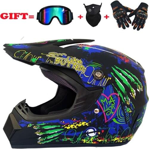 Motorcycle helmet four seasons mens cross country helmet full helmet cross country helmet goggles mask hard shell gloves