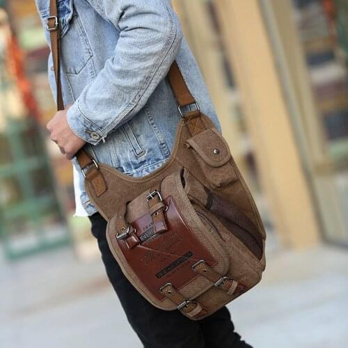 Washed canvas Shoulder Bag Men Messenger Bags big Casual Flap Zipper Design Male CrossBody Bag men fashion bag high quality men