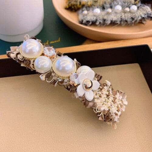 The New Cloth Art Pearl Barrette Temperament Wild Back Of The Head Hair Clip Prom Leisure Street Beat Hair Accessories For Women
