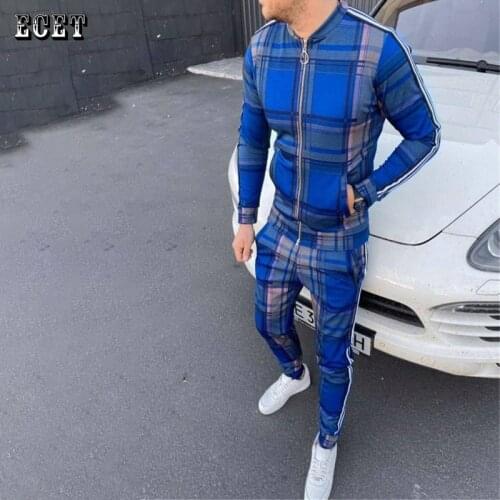 Spring and autumn new business casual fashion mens suits streetwear zipper mens jackets Slim mens trousers