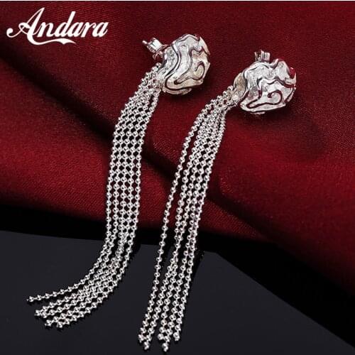 New 925 Sterling Silver Earrings Rose Flower Earrings Tassel Earrings Woman Jewelry Wedding Wedding Gift Jewelry
