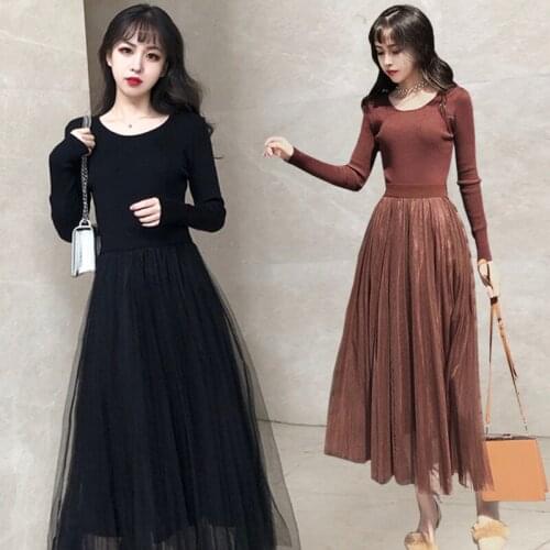 Autumn Winter Long Dress Maternity Clothing Fashion Sexy Elegant O-Neck Knitting Patchwork Voile Spring Pregnancy Dress Vestidos