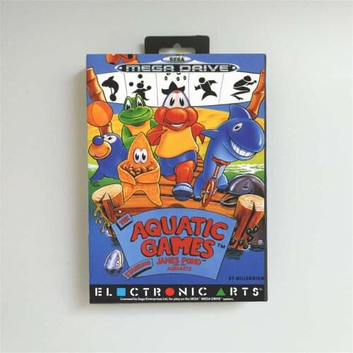 The Aquatic Games - EUR Cover With Retail Box 16 Bit MD Game Card for Sega Megadrive Genesis Video Game Console