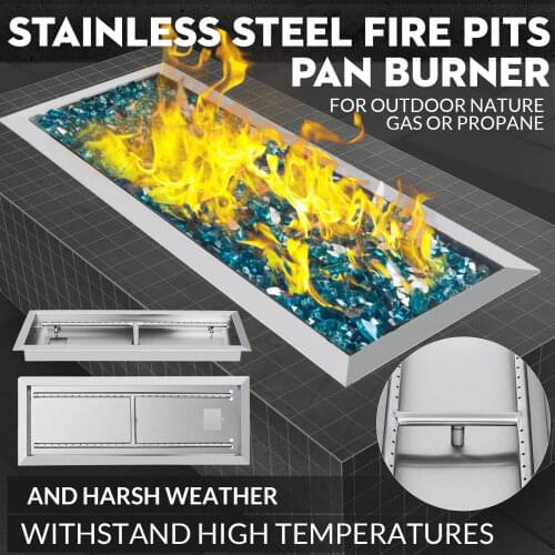 65 X 25 CM Rectangular Table Top Fire Pit with Linear Burner Stainless Steel