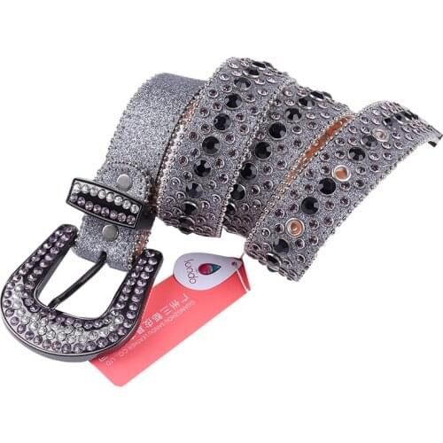 Women Luxury Belt Studded Belt Male Cowboy Removable Buckle Female Vintage Rhinestone Cowgirl Belt Jeans Waist Ceinture Western