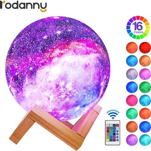 Rodanny 3D Printing Moon Lamp Galaxy Moon Light Kids Night Light 16 Color Change Touch and Remote Control Galaxy Light as Gifts
